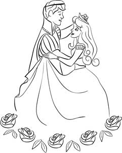 vector drawn image of a prince and princess